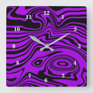 Vågigt  Black Clock med stripe-Lila eller Välj Fär Fyrkantig Klocka