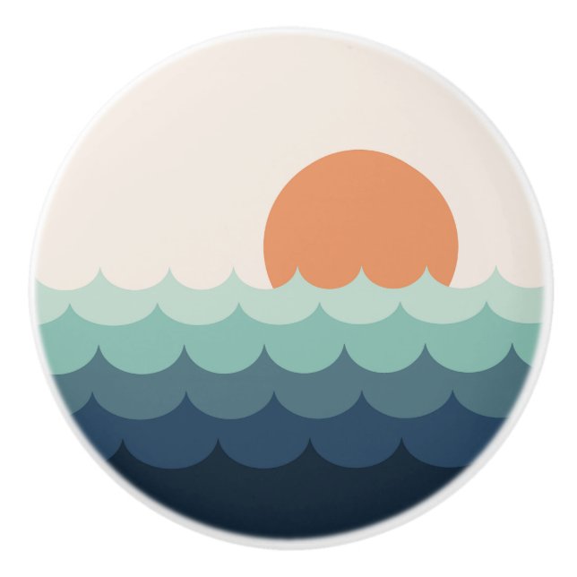 Vågigt blåhav vid solnedgång knopp (Framsidan)