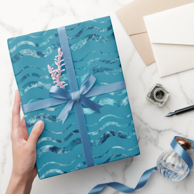 Vågigt Blåsjön Mönster Presentpapper (Gifting)