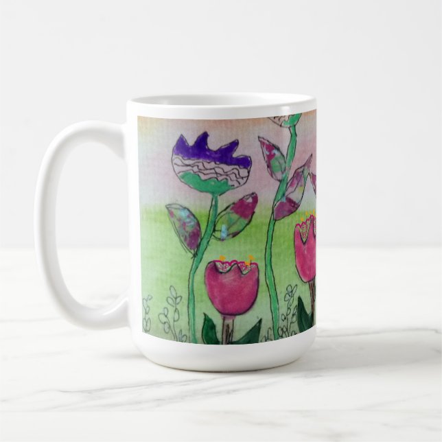 Vågigt Blommor Kaffemugg (Vänster)