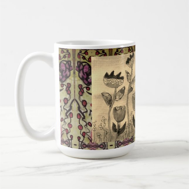 Vågigt Blommor Kaffemugg (Vänster)