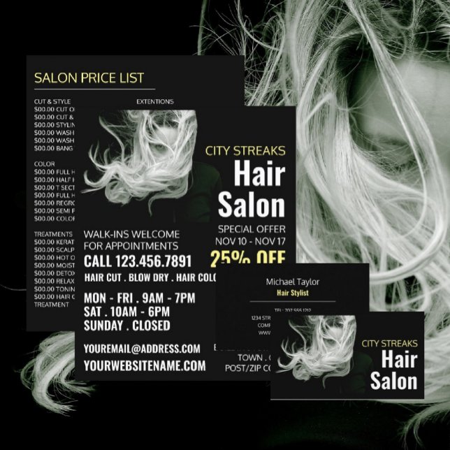 Vågigt Blonde Hair, Hair Stylist, Hair Salon Visitkort (Skapare uppladdad)