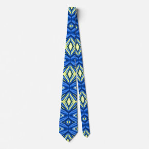 Vågigt Blue och Gult Kaleidoscope Slips