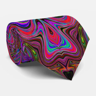 Vågigt Blue och Rainbow Red Trippy Mönster Slips