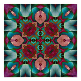 Vågigt Blue Rosa och Blue Grönt Kaleidoscope Perfect Poster