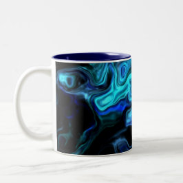Vågigt Blue Swirls Modern Art 555.55 Två-Tonad Mugg