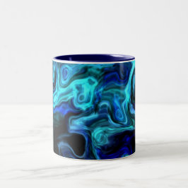 Vågigt Blue Swirls Modern Art 555.55 Två-Tonad Mugg