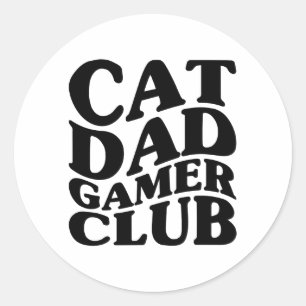 Vågigt Cat Pappa Gaming Älskare Funny Runt Klistermärke