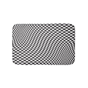 Vågigt Checkered Black White Checkerboard Mönster Badrumsmatta