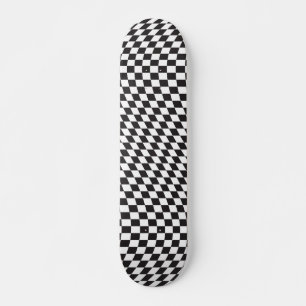 Vågigt Checkered Black White Checkerboard Mönster Mini Skateboard Bräda 18,5 Cm