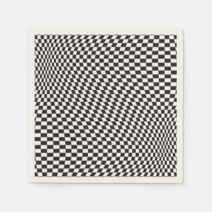 Vågigt Checkered Black White Checkerboard Mönster Pappersservett