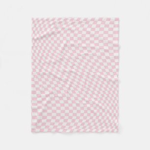 Vågigt Checkered Pastel Rosa Checkerboard Mönster Fleecefilt