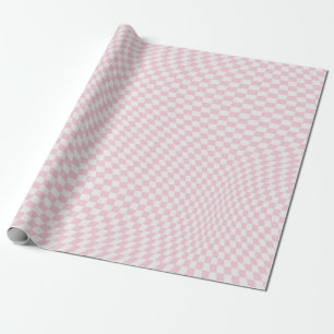 Vågigt Checkered Pastel Rosa Checkerboard Mönster Presentpapper