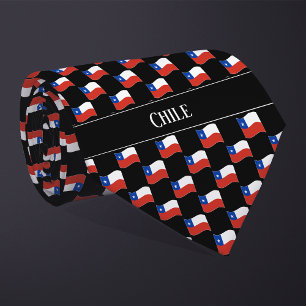 Vågigt Chile Flagga Mönster Slips