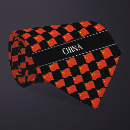 Vågigt China Flagga Mönster Slips