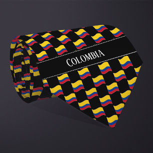 Vågigt Colombia Flagga Mönster Slips