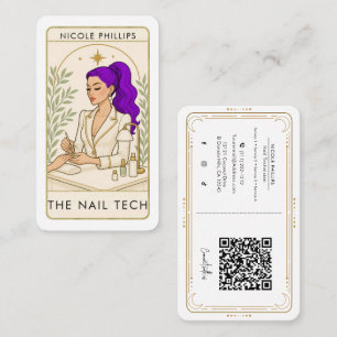 Vågigt Cosmic Lila Hair Nagel Tech Social Media QR Visitkort