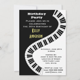 Vågigt Curved Piano Nycklar Birthday Inbjudningar