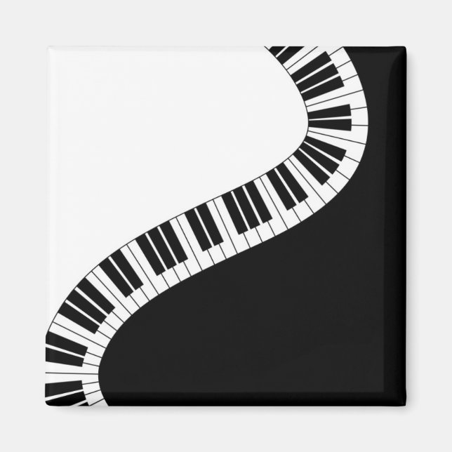 Vågigt Curved Piano Nycklar Magnet (Framsidan)