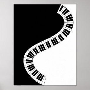 Vågigt Curved Piano Nycklar Poster