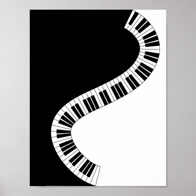 Vågigt Curved Piano Nycklar Poster (Framsidan)