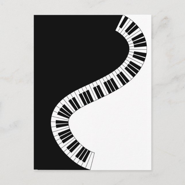 Vågigt Curved Piano Tangentbord Vykort (Framsida)