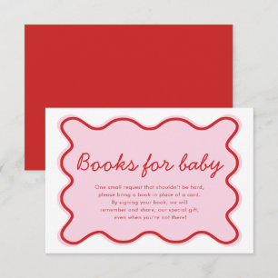 Vågigt Curvy Rosa och Red Baby Shower Bokar för Ba Inbjudningar