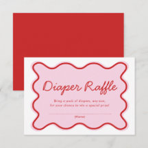 Vågigt Curvy Rosa och Red Baby Shower Diaper Raffl