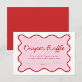 Vågigt Curvy Rosa och Red Baby Shower Diaper Raffl Inbjudningar