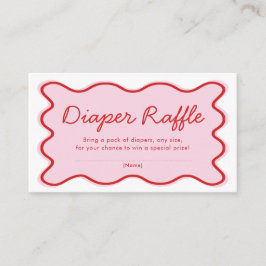 Vågigt Curvy Rosa och Red Baby Shower Diaper Raffl Tilläggskort