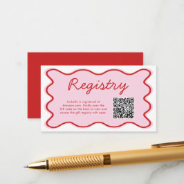 Vågigt Curvy Rosa Red Baby Shower Registry QR-kod Tilläggskort