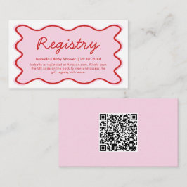 Vågigt Curvy Rosa Red Baby Shower Registry QR-kod Tilläggskort