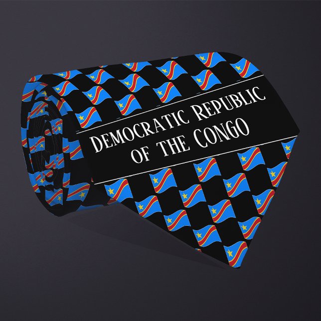 Vågigt Demokratiska republiken Kongo Flagga Mönste Slips (Skapare uppladdad)