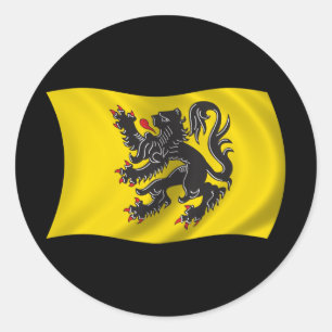 Vågigt den Flanders flagga Runt Klistermärke