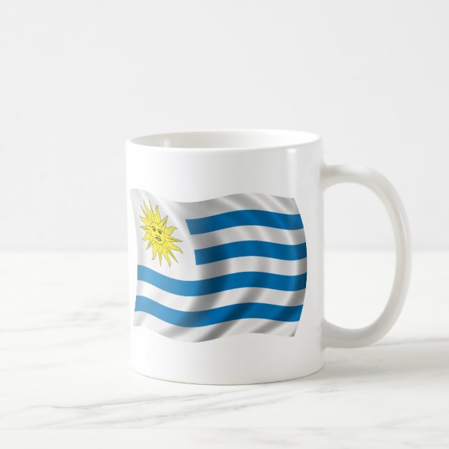 Vågigt den Uruguay flagga Kaffemugg (Höger)