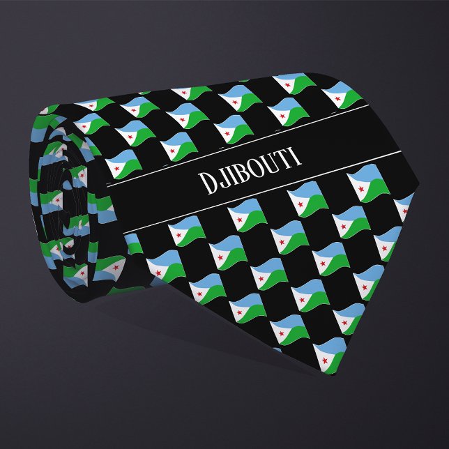 Vågigt Djibouti Flagga Mönster Slips (Skapare uppladdad)