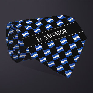Vågigt El Salvador Flagga Mönster Slips