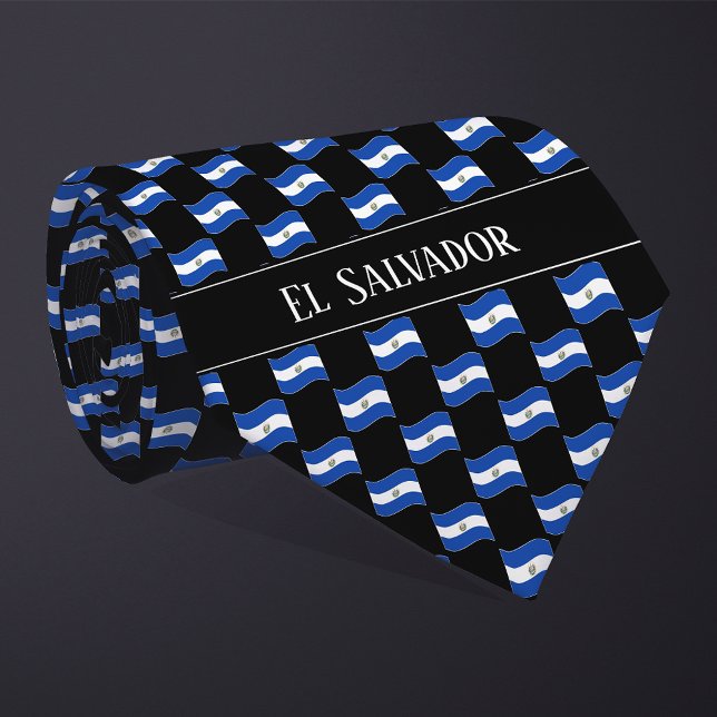 Vågigt El Salvador Flagga Mönster Slips (Skapare uppladdad)