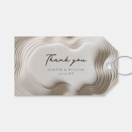 vågigt elfenben bröllop tack presentetikett