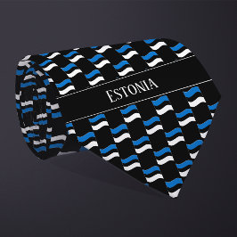 Vågigt Estland Flagga Mönster Slips