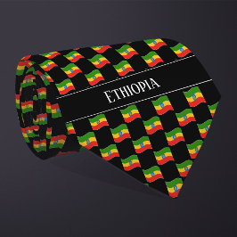 Vågigt Etiopien Flagga Mönster Slips