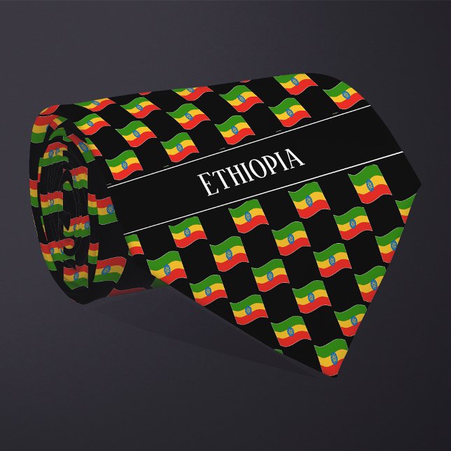 Vågigt Etiopien Flagga Mönster Slips (Skapare uppladdad)
