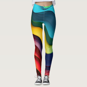 Vågigt färg-bakgrund för regnbåge leggings