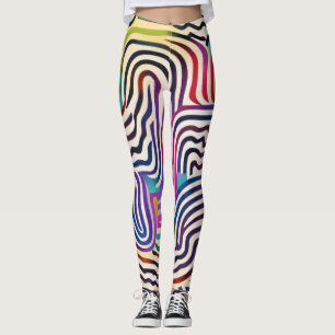 Vågigt färg linjer leggings