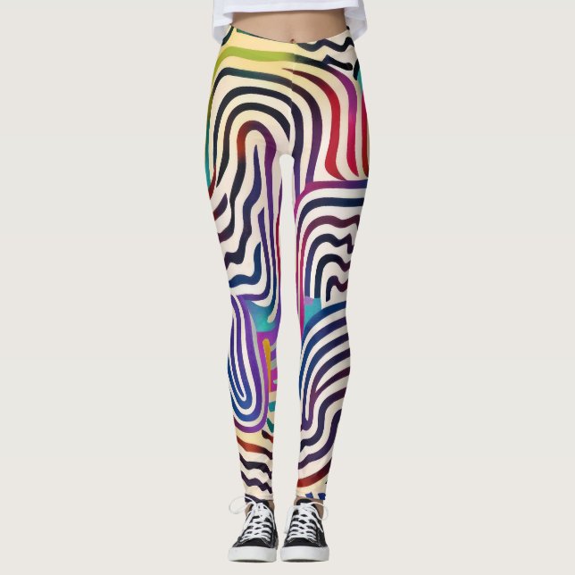 Vågigt färg linjer leggings (Framsida)