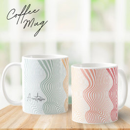 Vågigt färgad rand med ditt NAMN | ELEGANT Kaffemugg