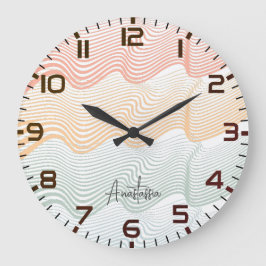 Vågigt färgad rand med ditt NAMN | ELEGANT Stor Klocka