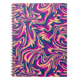Vågigt Fluid Swirl Magenta Blue Beige Anteckningsbok
