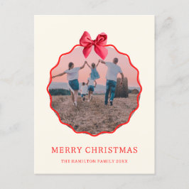 Vågigt fotot av Coquette Jul Red Bow Helg Vykort