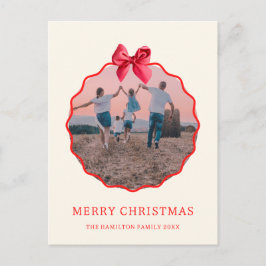 Vågigt fotot av Coquette Jul Red Bow Helg Vykort